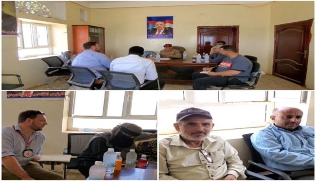 رئيس العمليات المشتركة لمحور الضالع يناقش مع وفد الصليب الأحمر الدولي إحتياجات المراكز الصحية بالمحافظة