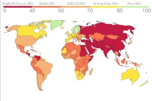 خريطة توضح حرية الصحافة في دول العالم بـ2024