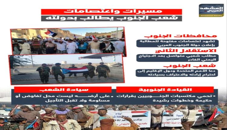 مسيرات واعتصامات.. شعب الجنوب يطالب بدولته (إنفوجراف)..