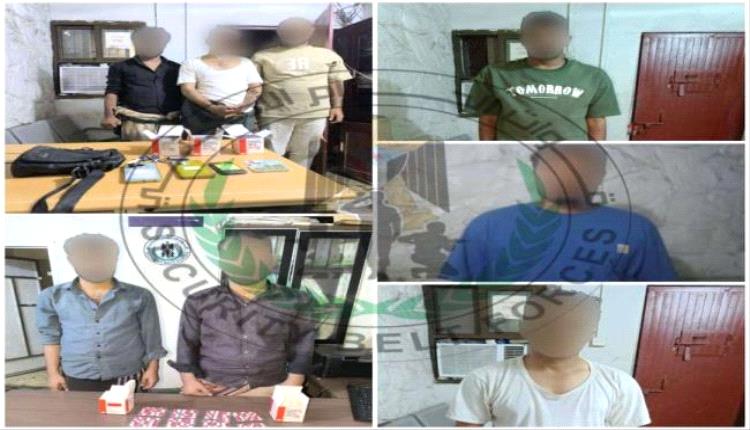 قوات حزام عدن تضبط عصابة متورطة في ترويج مادة البريجبالين المخدرة
