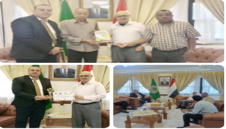 المندوبية الدائمة لليمن لدى جامعة الدول العربية تستقبل يادين الفائز بجائزة الشباب العربي للتنمية المتكاملة