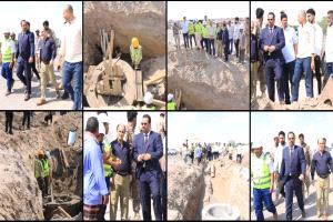 زيارة تفقدية لمتابعة سير العمل في المشروع الاستراتيجي للصرف الصحي الممتد من جولة القعيطي وصولا الى مضخة العريش بساحل ابين