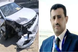 حادث مروري يؤدي لإصابة د. صدام عبد الله، نائب عميد إعلام عدن ورئيس قطاع الصحافة والإعلام الحديث بـ "الانتقالي".