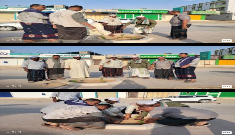 بدعم مؤتمر حضرموت الجامع وحلف القبائل .. انطلاق مشروع تشجير شوارع تريم بمشاركة وحدة النظافة وهيئة البيئة