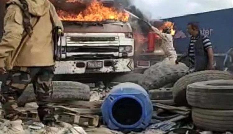 خسائر مادية كبيرة جراء حريق واسع في ميناء الحاويات بعدن