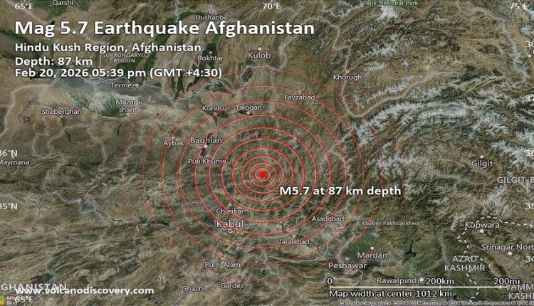زلزال بقوة 5.7 درجة يضرب أفغانستان
