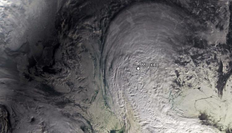 روسيا ترصد إعصار "فالي" الثلجي من الفضاء