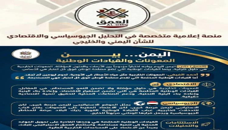 في تحليل منصة العمق: اليمن بين المعونات والقيادات الوطنية