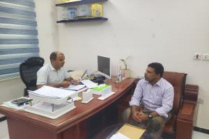 مدير البرامج الصحية بمؤسسة صلة للتنمية يستقبل المدير التنفيذي لمؤسسة سدن للثلاسيميا و أمراض الدم الوراثية بالمكلا  
