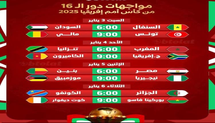 مباريات الدور ثمن النهائي لكأس الأمم الإفريقية...