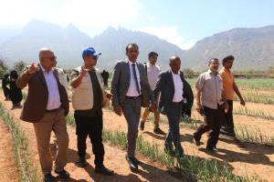 وفد وزارة الزراعة يقوم بزيارة ميدانية إلى مزرعة معنوفة بسقطرى