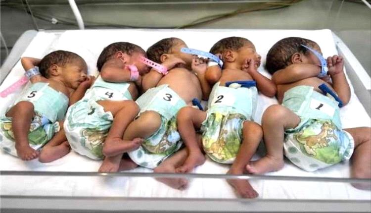 في حالة نادرة.. ولادة خمسة توائم بمحافظة تعز اليمنية
