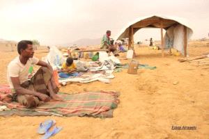 الجوع يقتل نازحة مسنّة داخل مخيمات عبس بمحافظة حجة اليمنية
