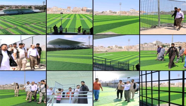 مدير عام دارسعد يتفقد سير العمل ومستوى الانجاز في مشروع إعادة تأهيل وترميم ملعب نادي نصر عدن الرياضي