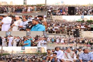 مدير عام دارسعد يؤدي صلاة عيد الفطر المبارك مع جمع غفير من المواطنين وسط المدينة