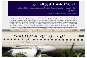 عاجل.. هيئة الطيران المدني السعودي: 12 وفاة و309 إصابات إثر الاعتداء على مطار الملك خالد الدولي
